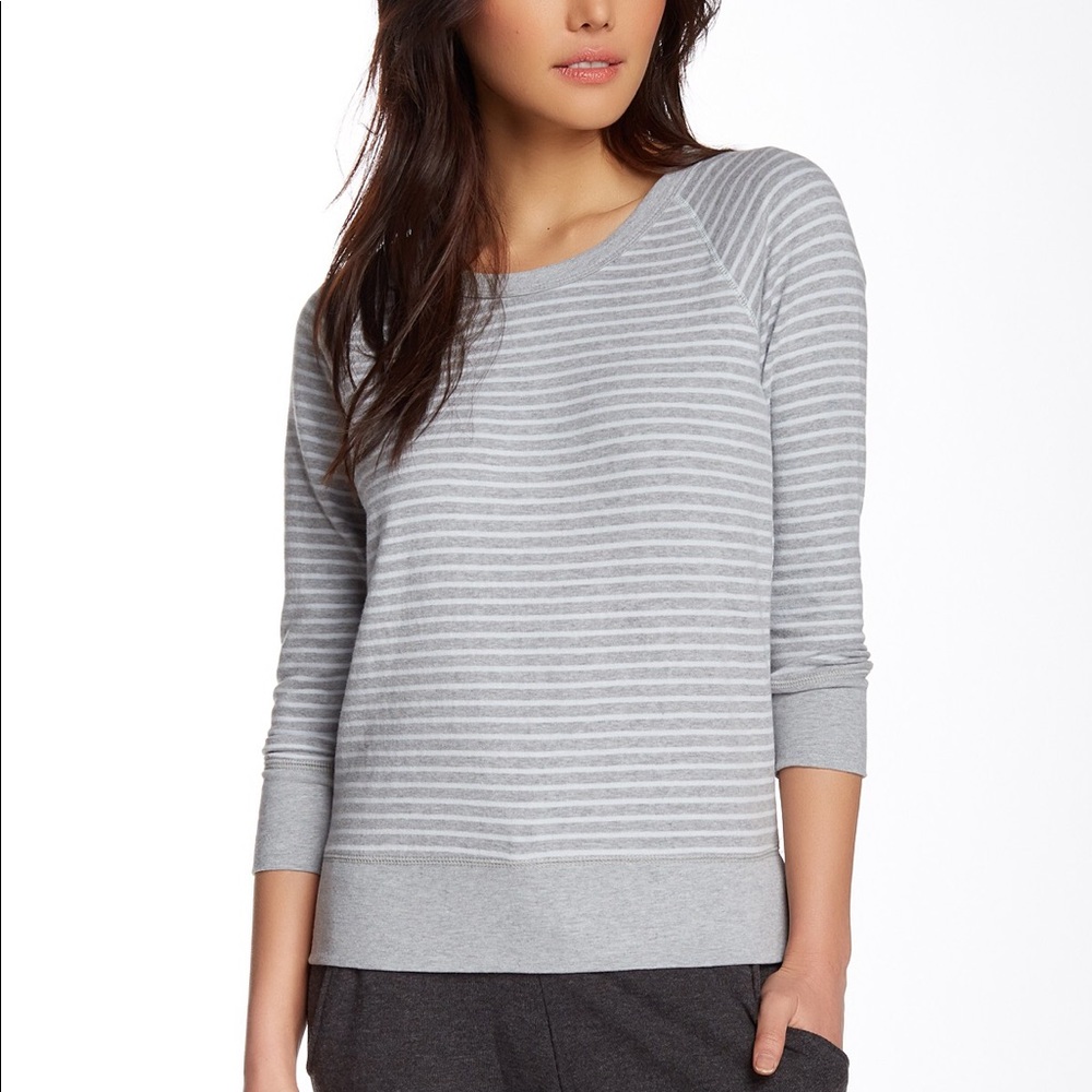 Striped Heathered Raglan Pullover Sweatshirt